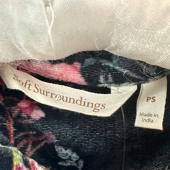 SOFT SURROUNDINGS | Velvet Floral Button Down Shirt New | Petite Small - Picture 5 of 7